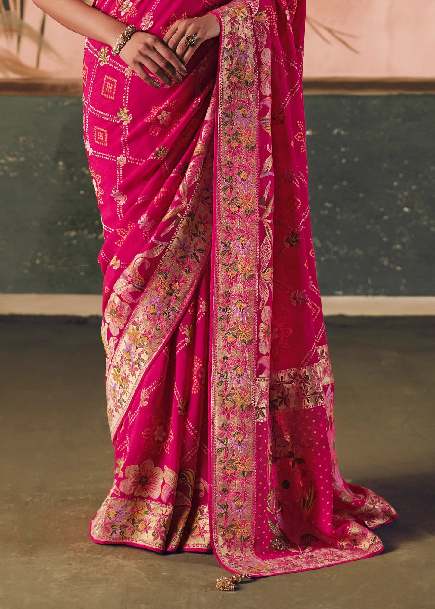 Vibrant Rani Pure Khaddi Georgette Saree