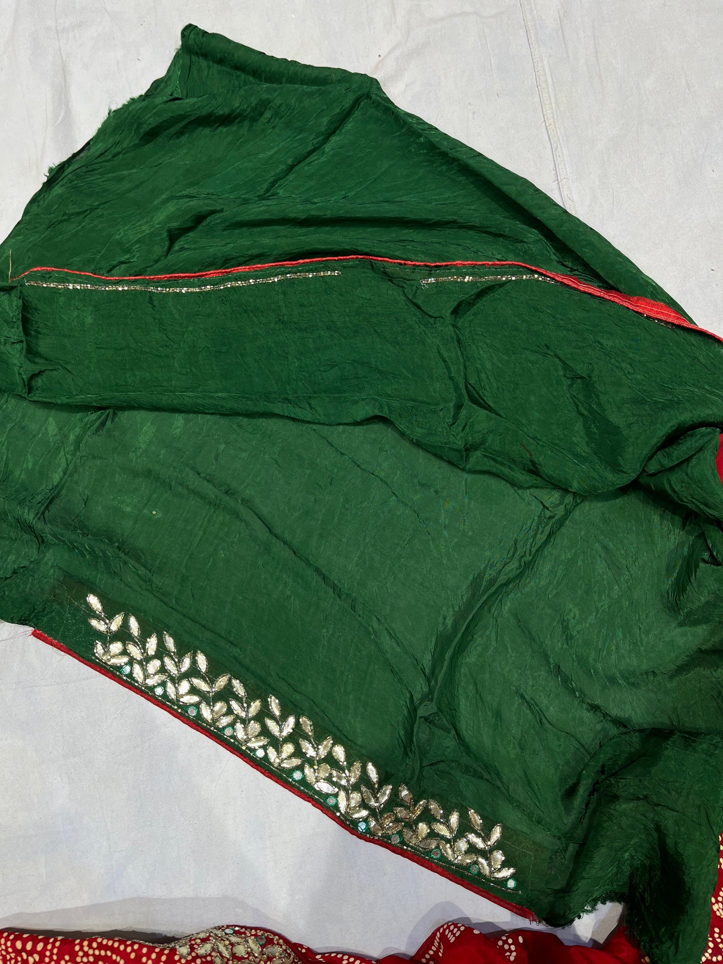 Pure Red Jaipuri Gotta Bandhej Saree