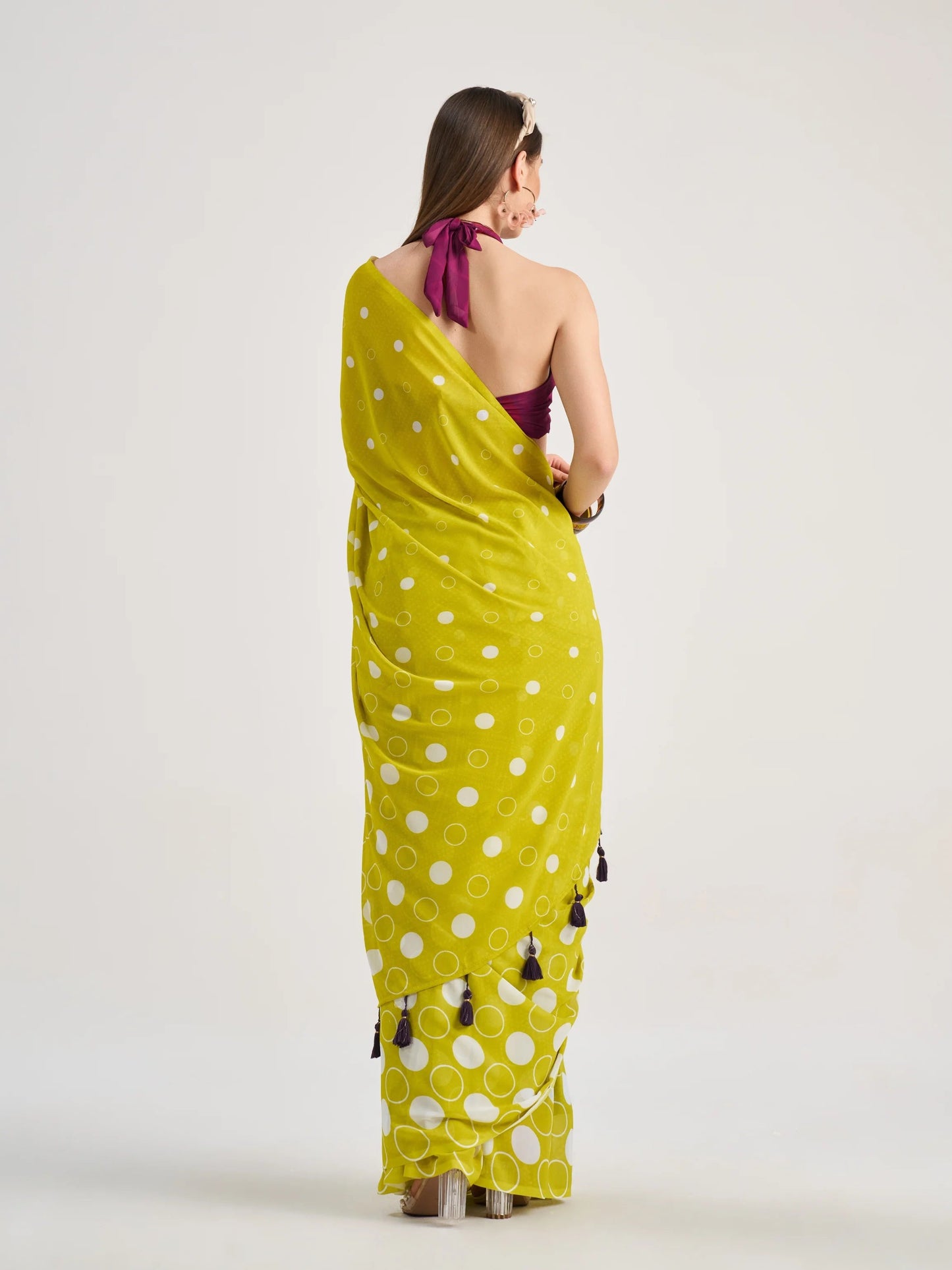 Lemon Yellow Georgette Digital Printed Saree