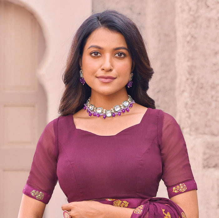 Laxmipati Namrata Wine Georgette Floral Printed Saree