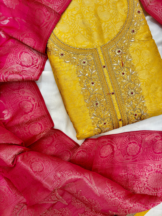 Banarasi Silk Unstitch Suit Set