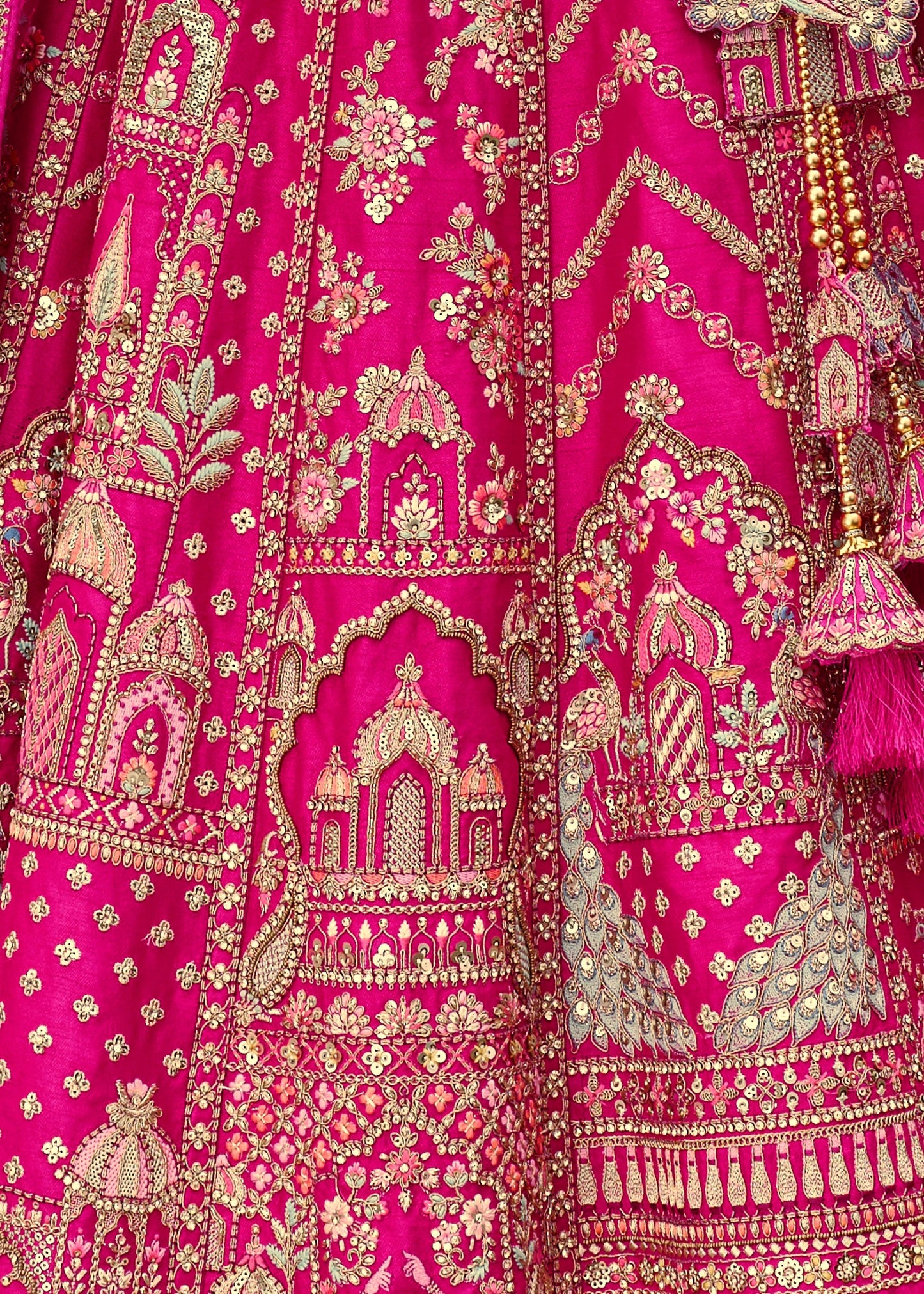 Pink Silk Bridal Lehenga with Resham And Sequins Work
