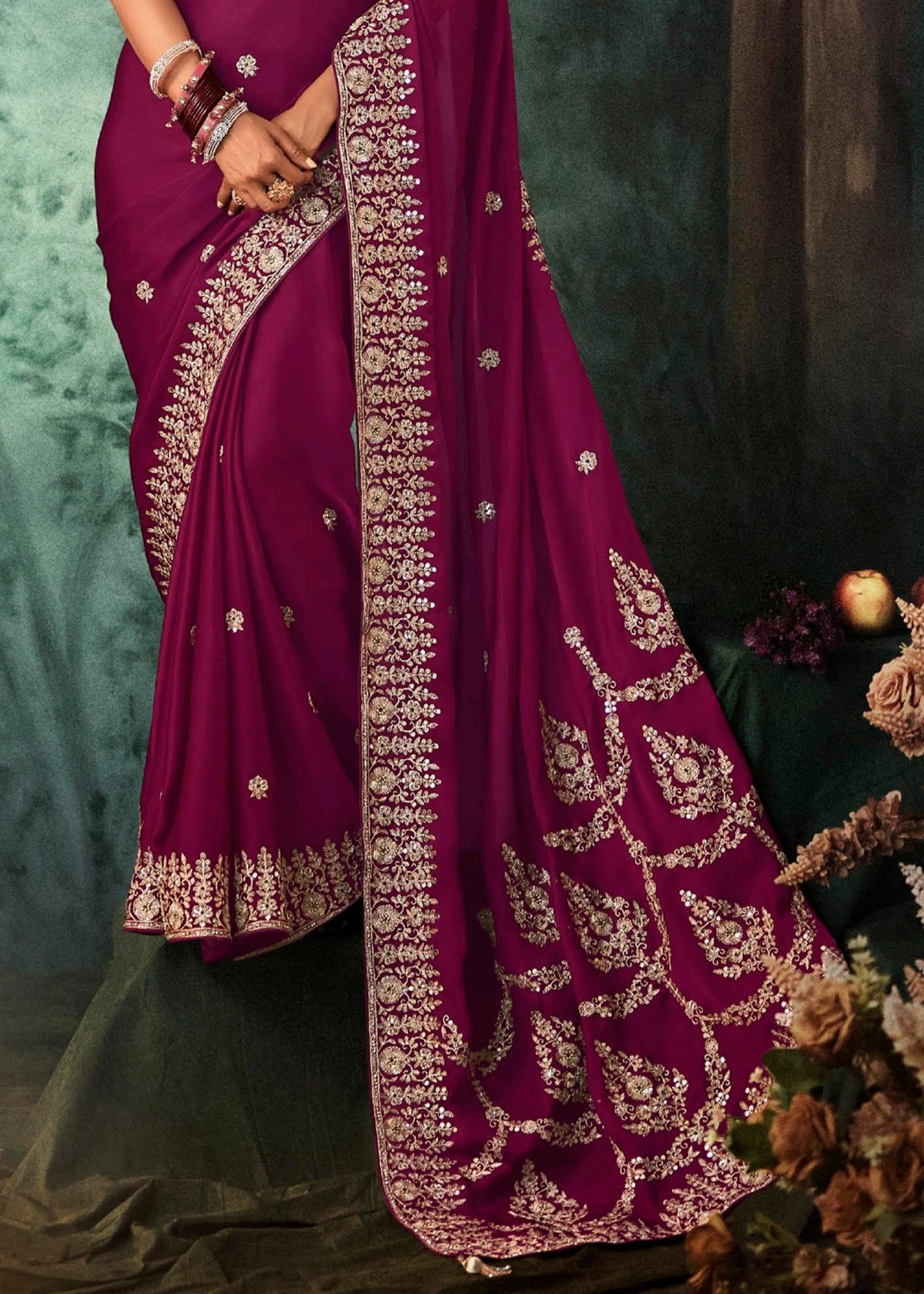Purple Soft Tissue Silk Designer Saree
