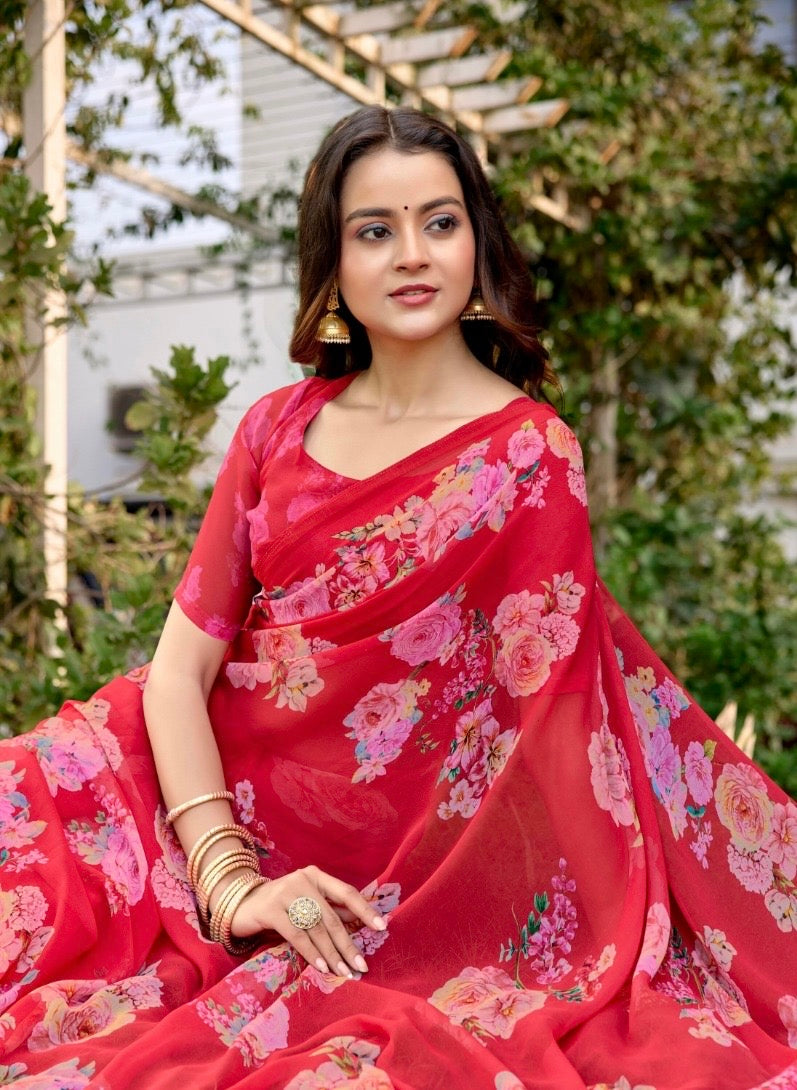 Subhash Brand Rani Floral Printed Saree