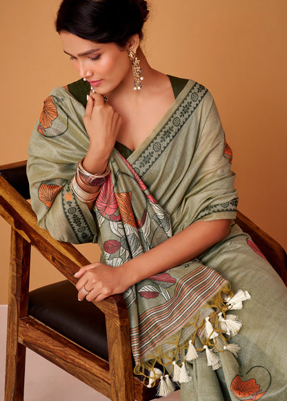 Jamdani Cotton Woven Work Saree with Contrast Blouse
