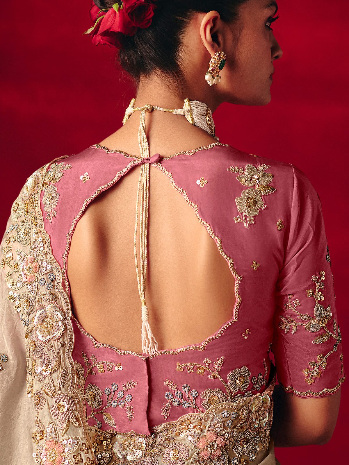 Cream Soft Tissue Silk Heavy Border Designer Saree