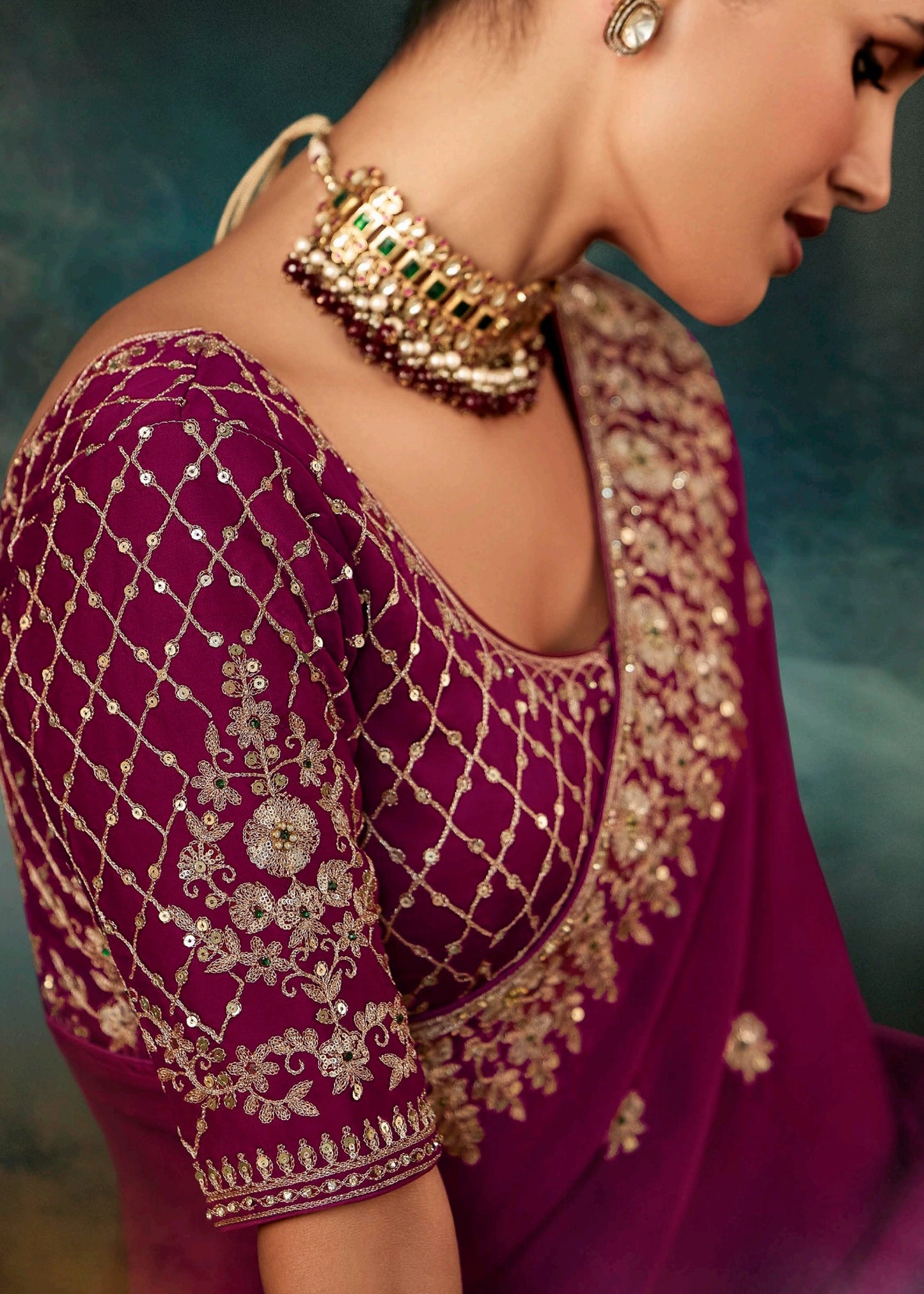 Purple Soft Tissue Silk Designer Saree
