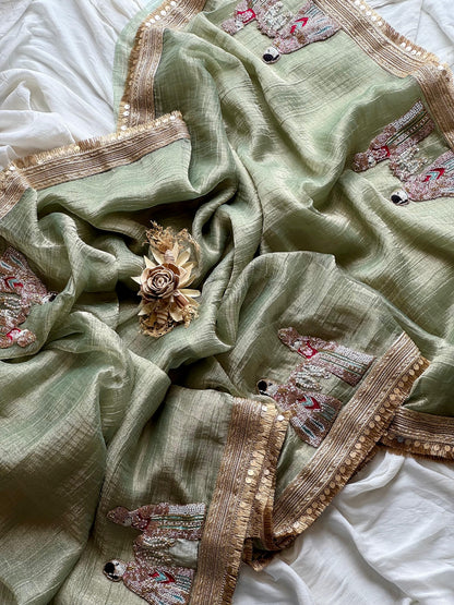 Soft Tissue Varmaala Handwork Saree