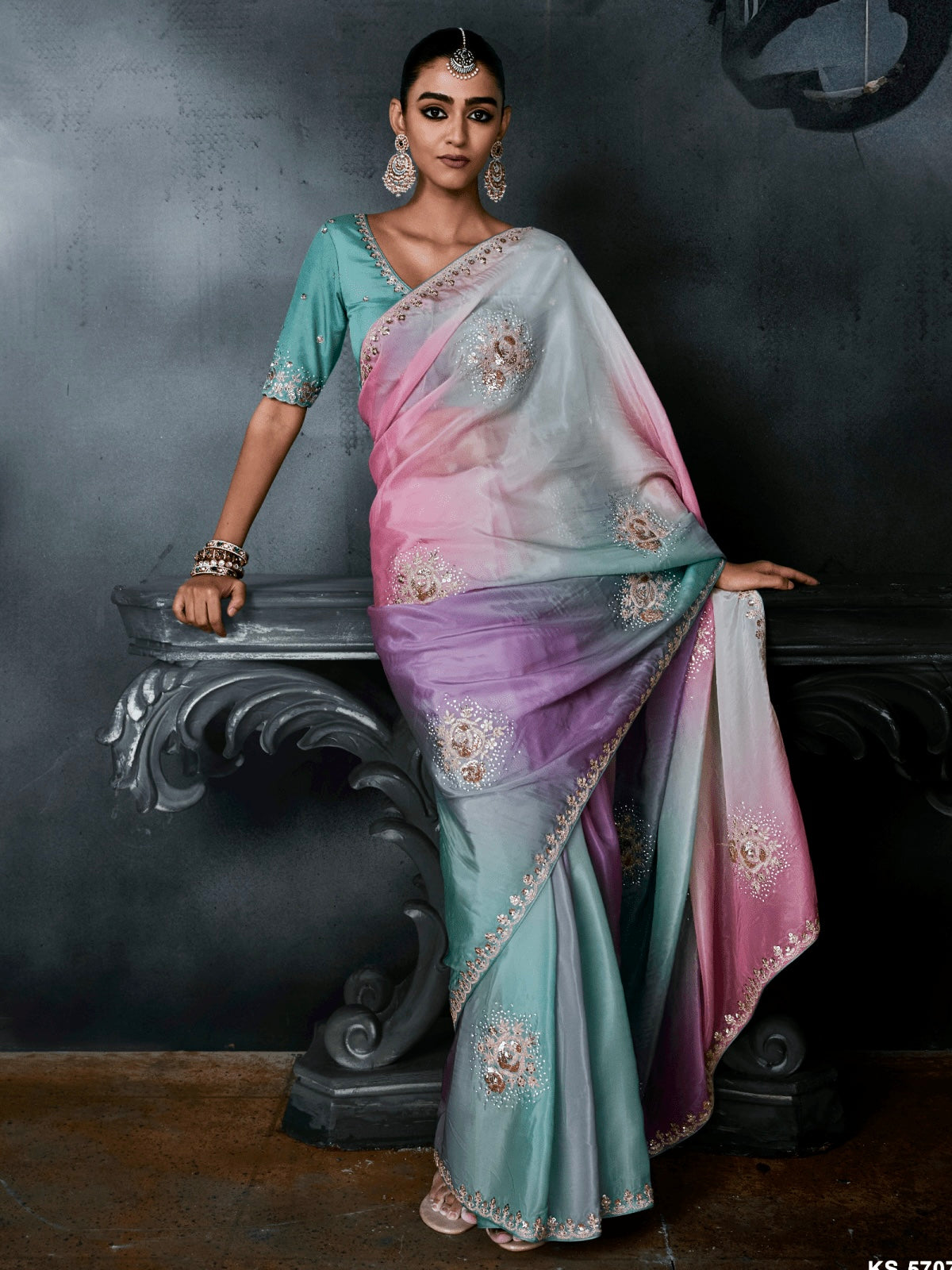Multicolour Soft Tissue Silk Designer Saree