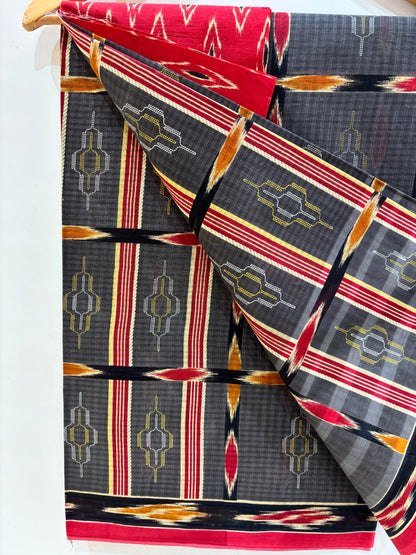 Pure Cotton Check Printed Saree