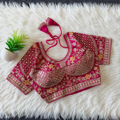 Designer Sequin Work Stitched Silk Padded Blouse