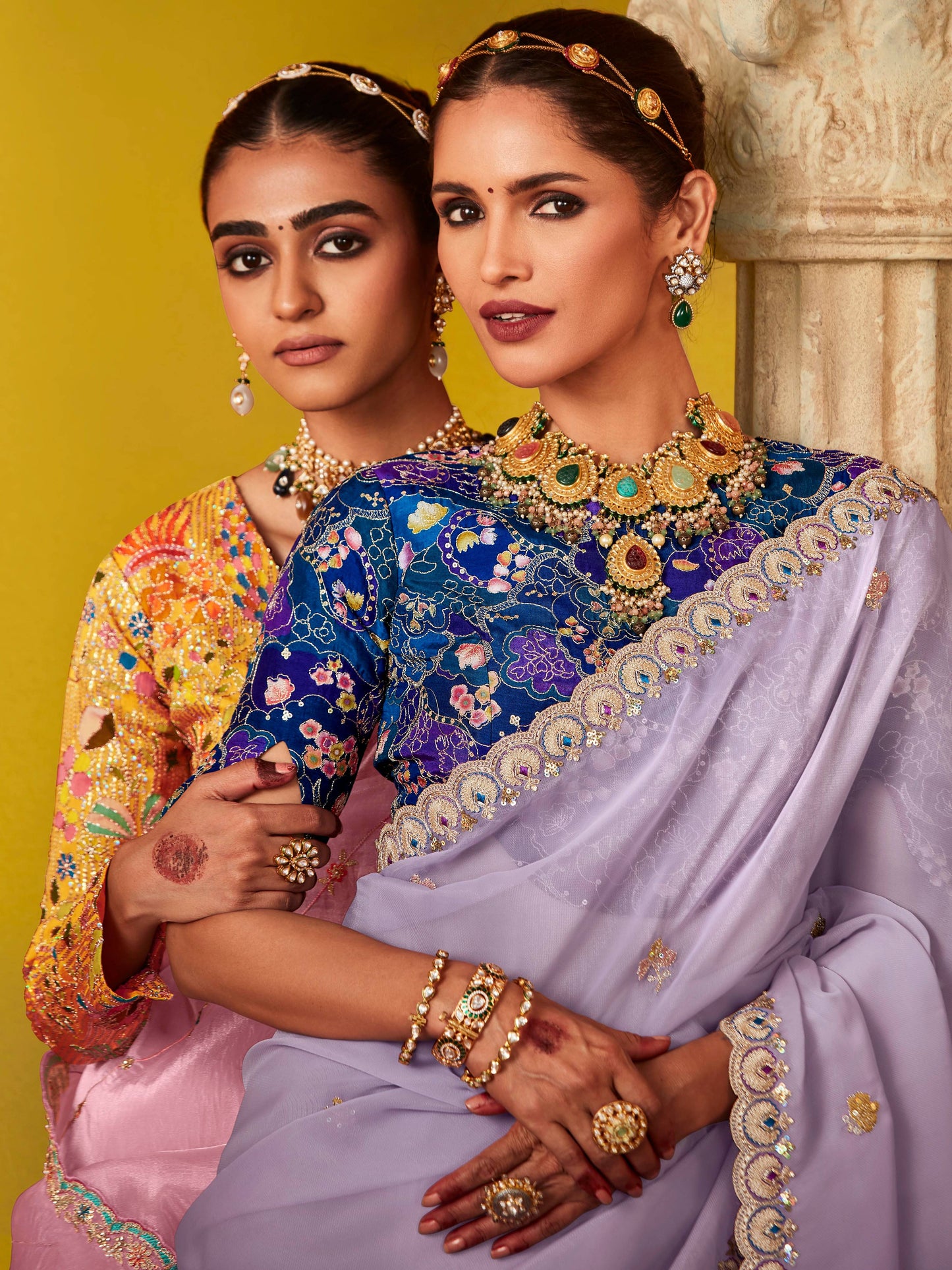 Light Purple Glass Tissue Designer Saree