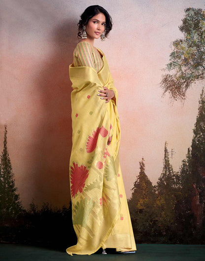 Pure Linen Silk Saree with Weaving Work in 5 colours