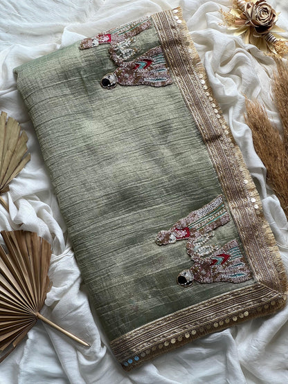 Soft Tissue Varmaala Handwork Saree