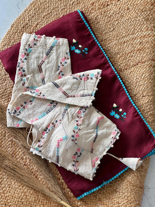 Premium Kota Doriya Soft Cotton Saree in Wine Colour