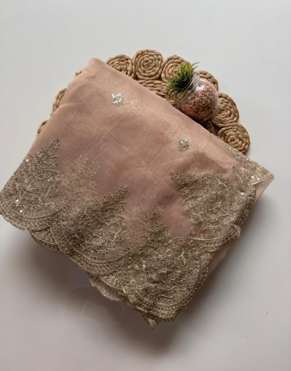 Pure Soft Tissue Saree with Velvet Blouse (Unstitched)