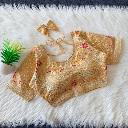 Designer Sequin Work Stitched Silk Padded Blouse