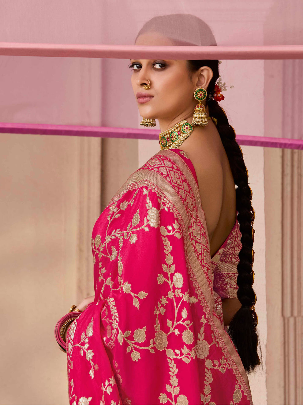 Rani Shringar Pure Dola Silk Floral Weaving Saree