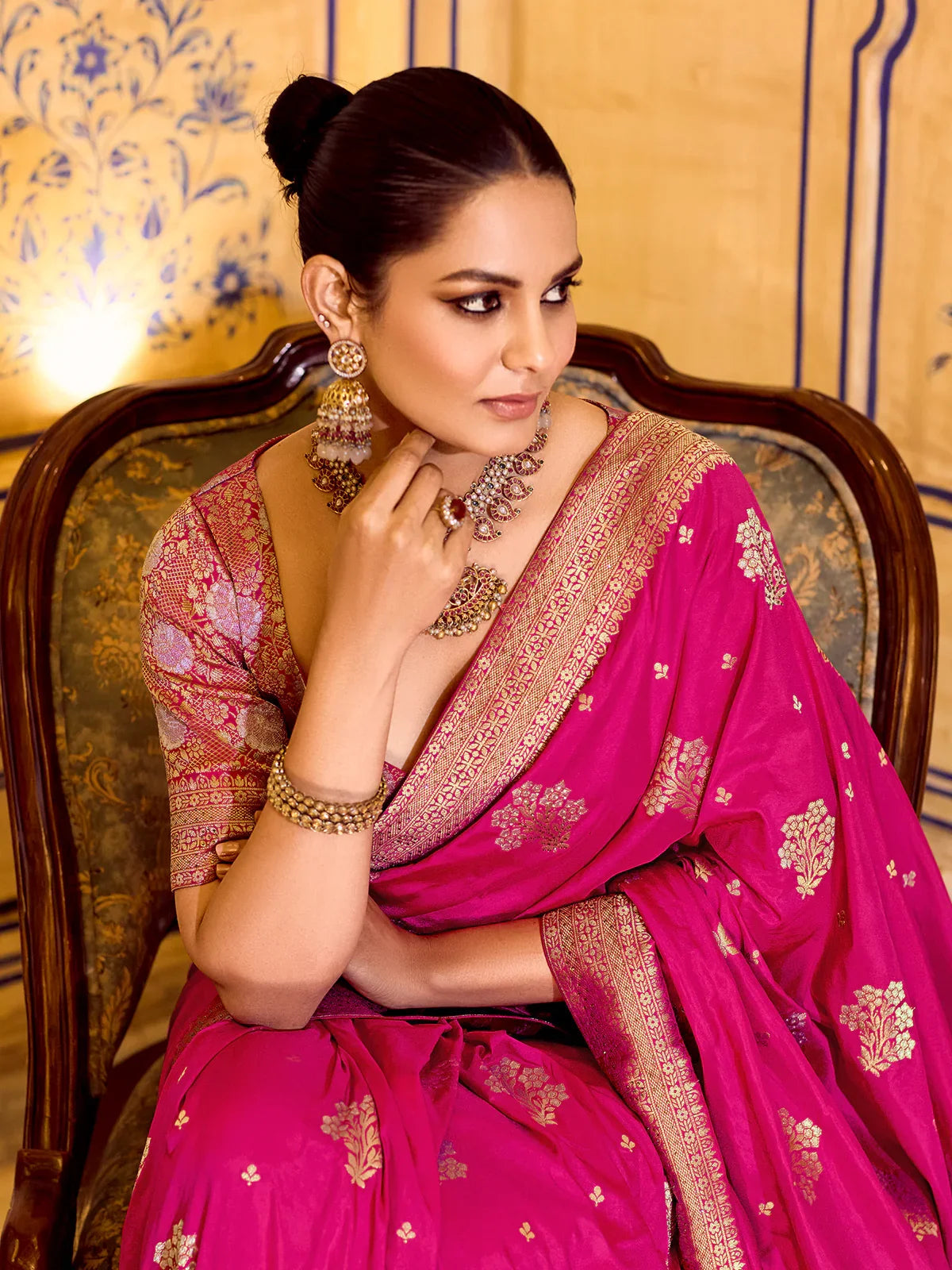 Rose Rani Pink Crepe Silk Soft Saree