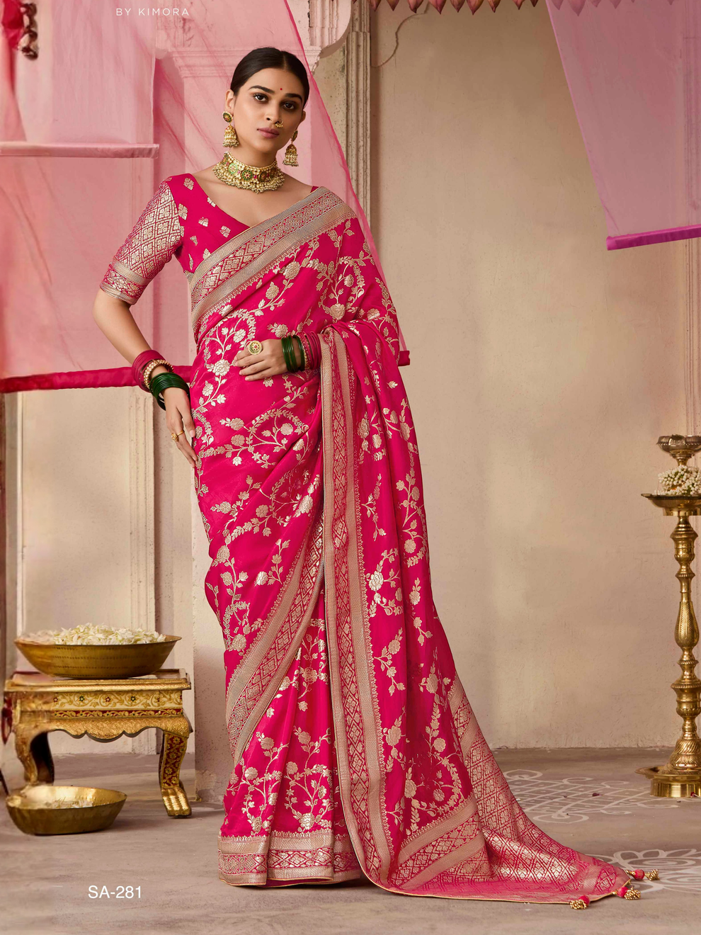 Rani Shringar Pure Dola Silk Floral Weaving Saree