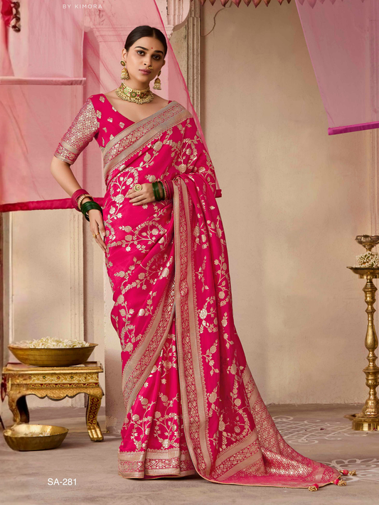 Rani Shringar Pure Dola Silk Floral Weaving Saree