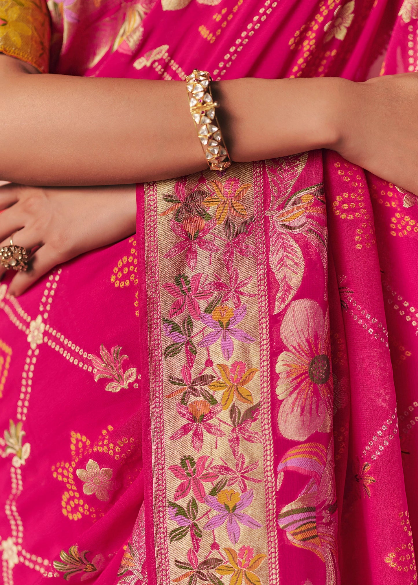 Vibrant Rani Pure Khaddi Georgette Saree