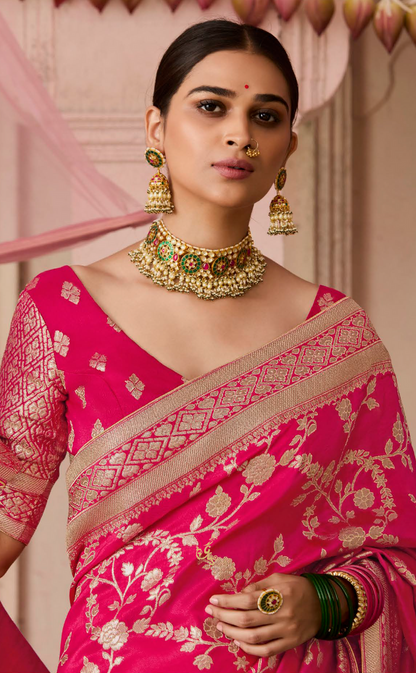 Rani Shringar Pure Dola Silk Floral Weaving Saree