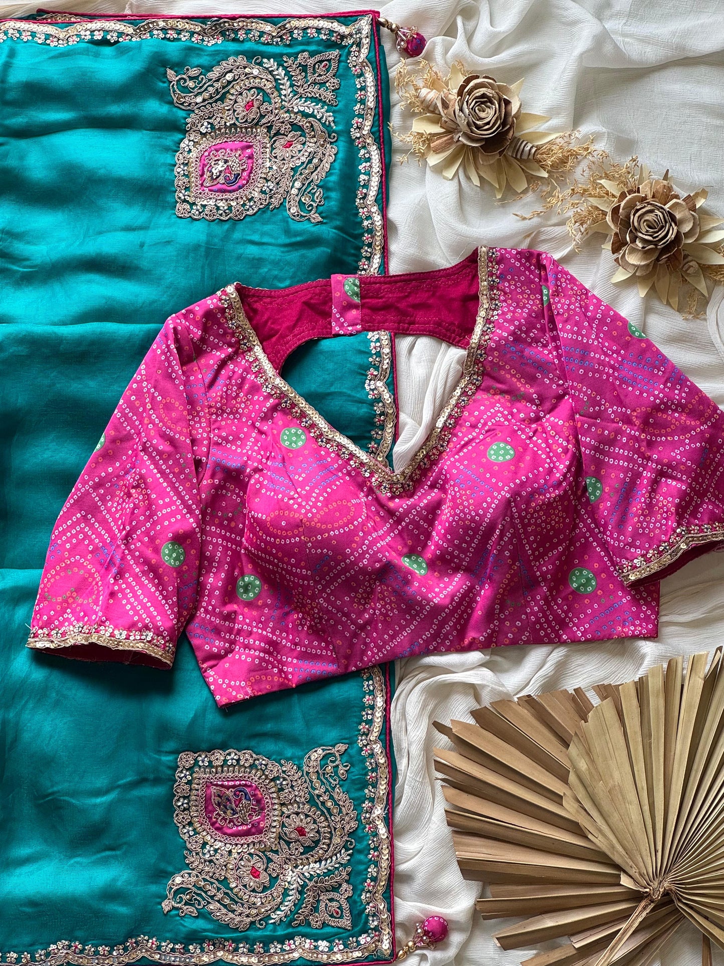 Teal Green Soft Tissue Silk Designer Saree