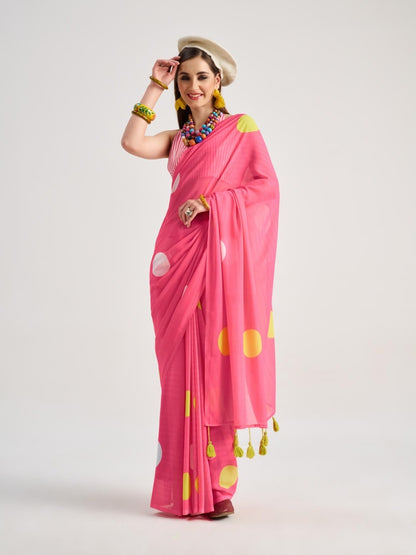 Pink Georgette Digital Printed Saree