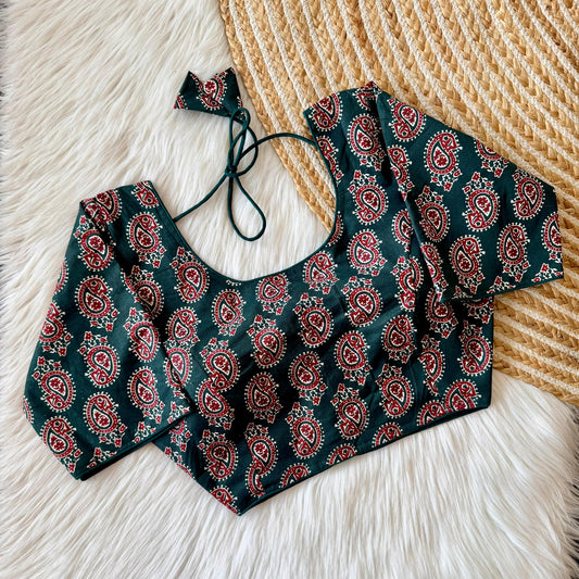 Handblock Print Pure Cotton Padded Stitched Blouse
