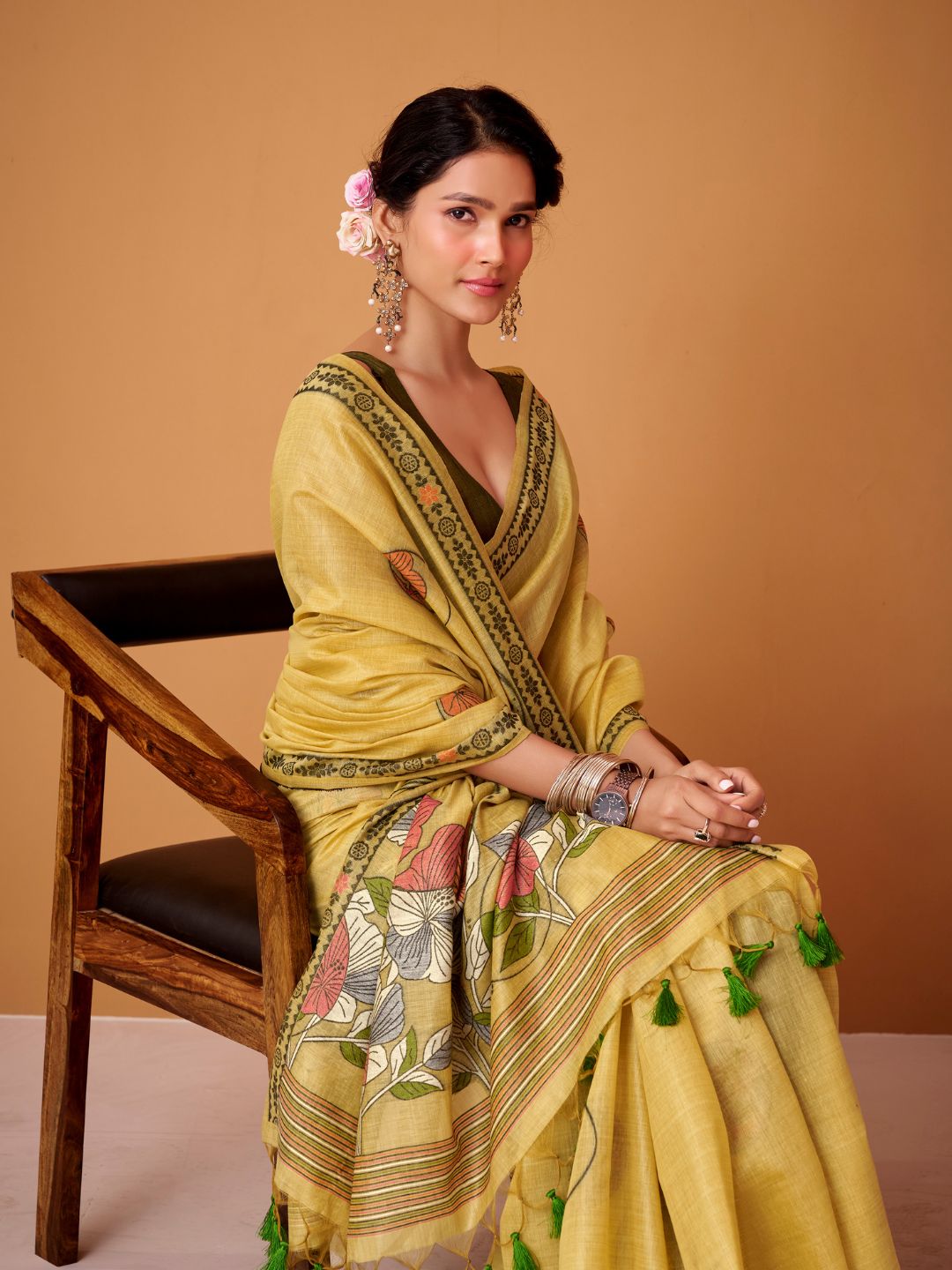 Jamdani Cotton Woven Work Saree with Contrast Blouse