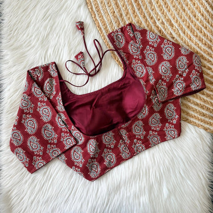 Handblock Print Pure Cotton Padded Stitched Blouse