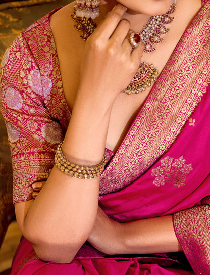Rose Rani Pink Crepe Silk Soft Saree