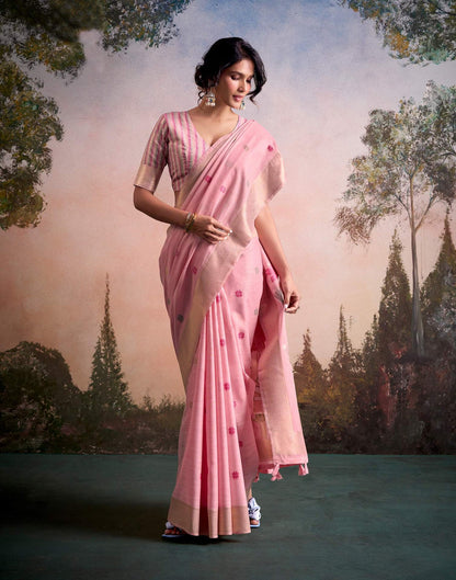 Pure Linen Silk Saree with Weaving Work in 5 colours