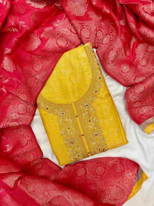 Banarasi Silk Unstitch Suit Set