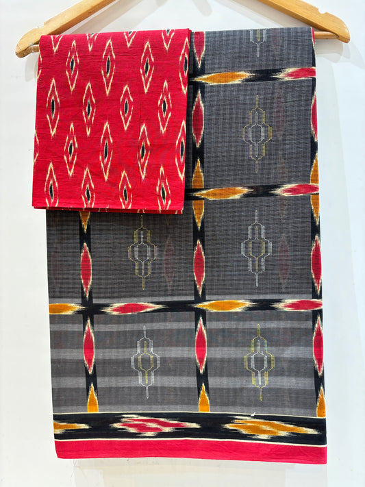 Pure Cotton Check Printed Saree