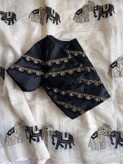 Premium Chanderi Thread Work Saree with Unstitch Blouse