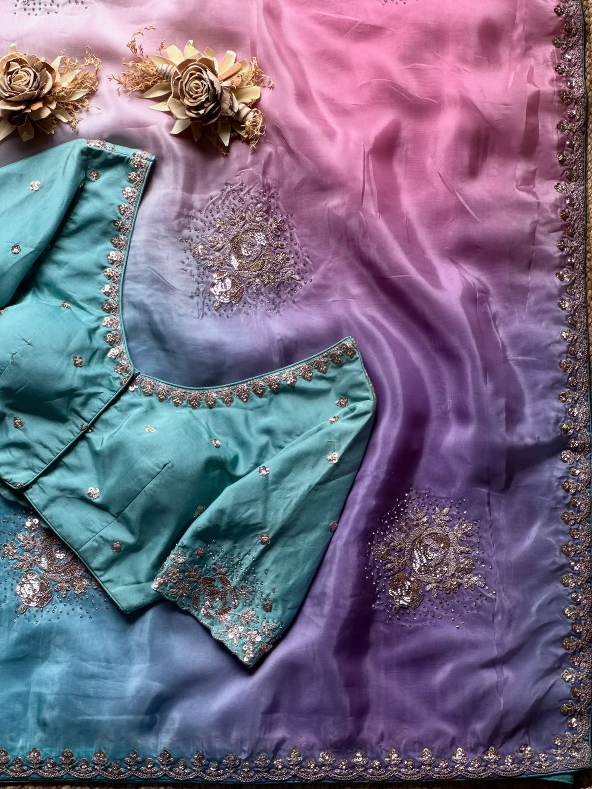 Multicolour Soft Tissue Silk Designer Saree