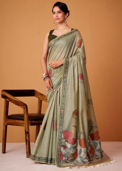 Jamdani Cotton Woven Work Saree with Contrast Blouse