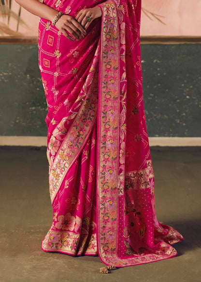 Vibrant Rani Pure Khaddi Georgette Saree