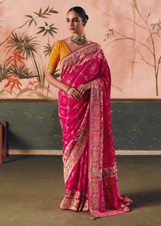 Vibrant Rani Pure Khaddi Georgette Saree