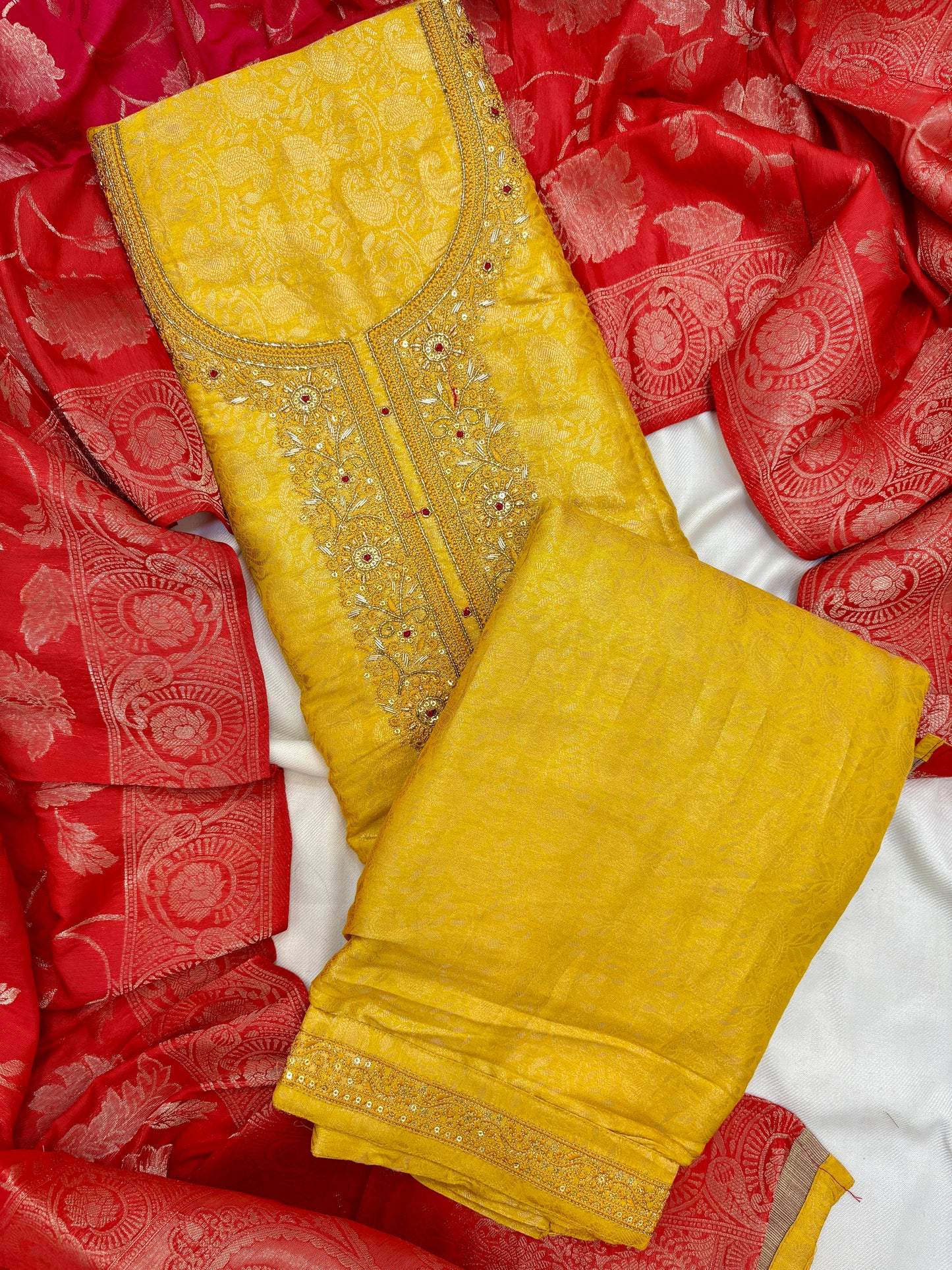 Banarasi Silk Unstitch Suit Set