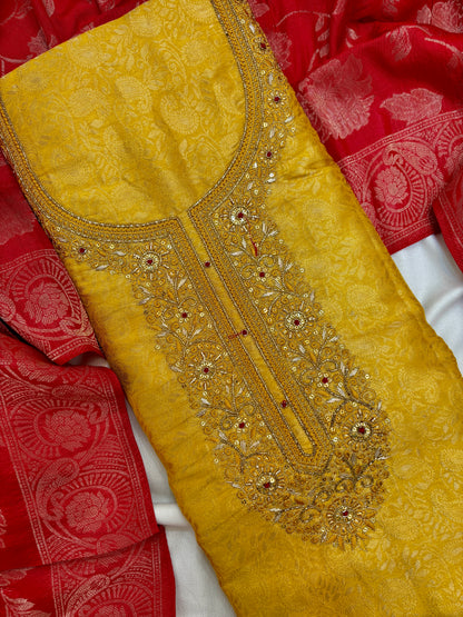 Banarasi Silk Unstitch Suit Set
