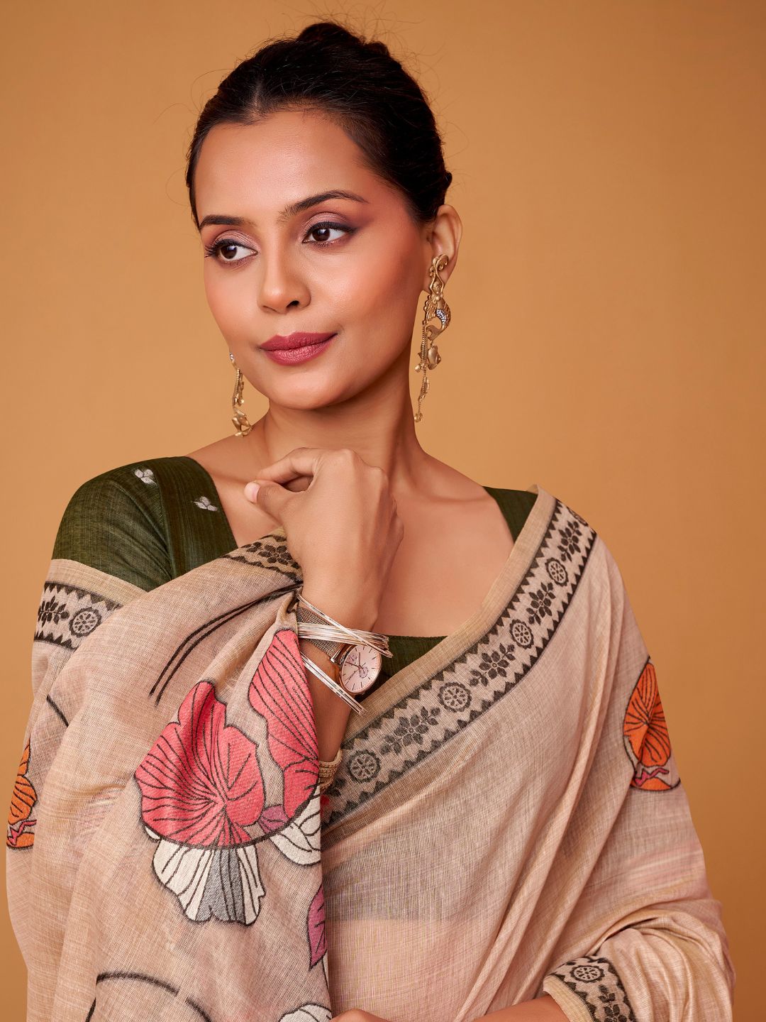 Jamdani Cotton Woven Work Saree with Contrast Blouse