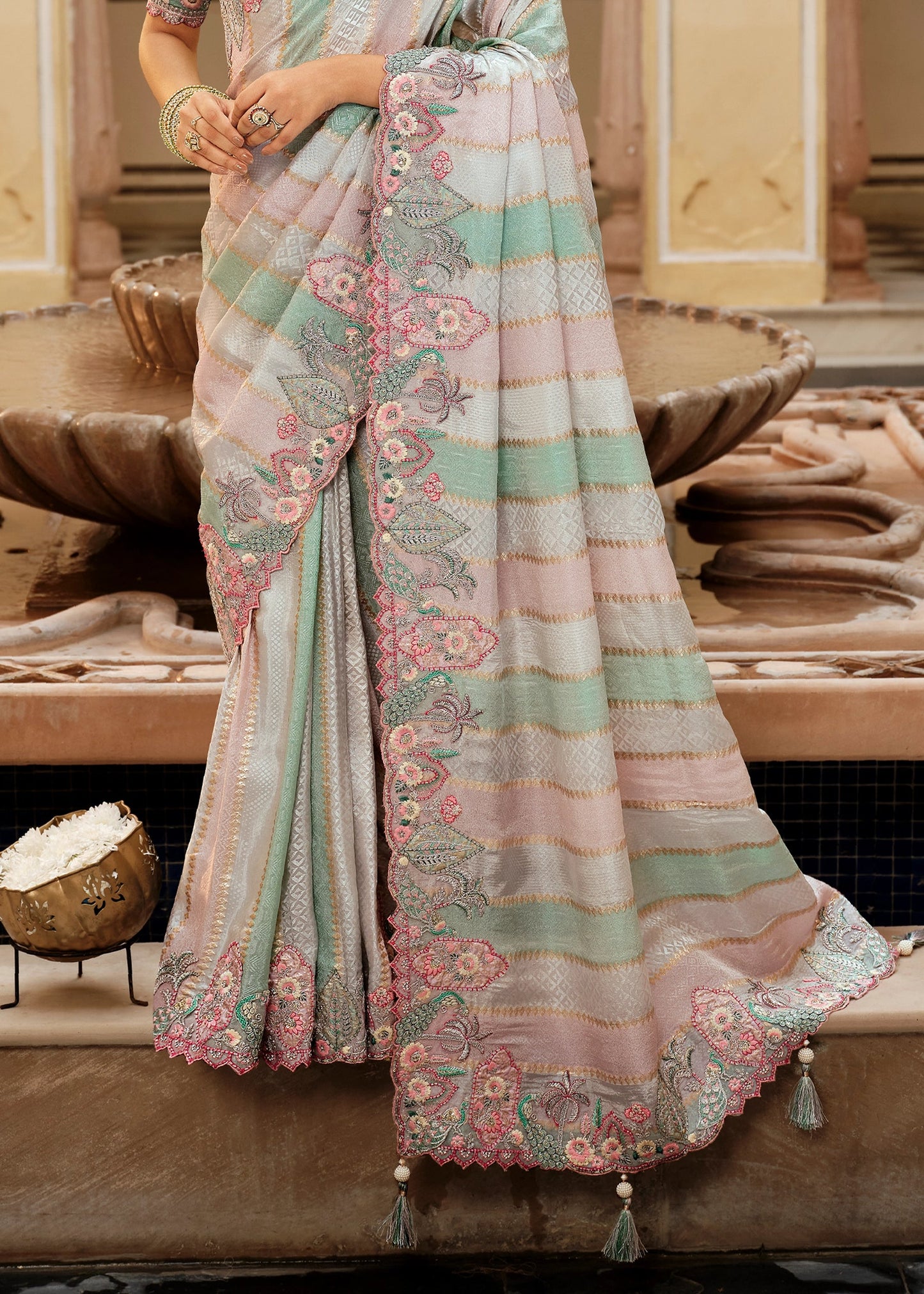 Multicolour Pure Viscose Silk Embroidered Saree