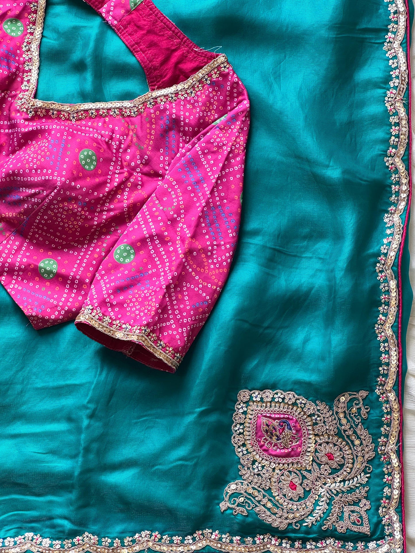 Teal Green Soft Tissue Silk Designer Saree