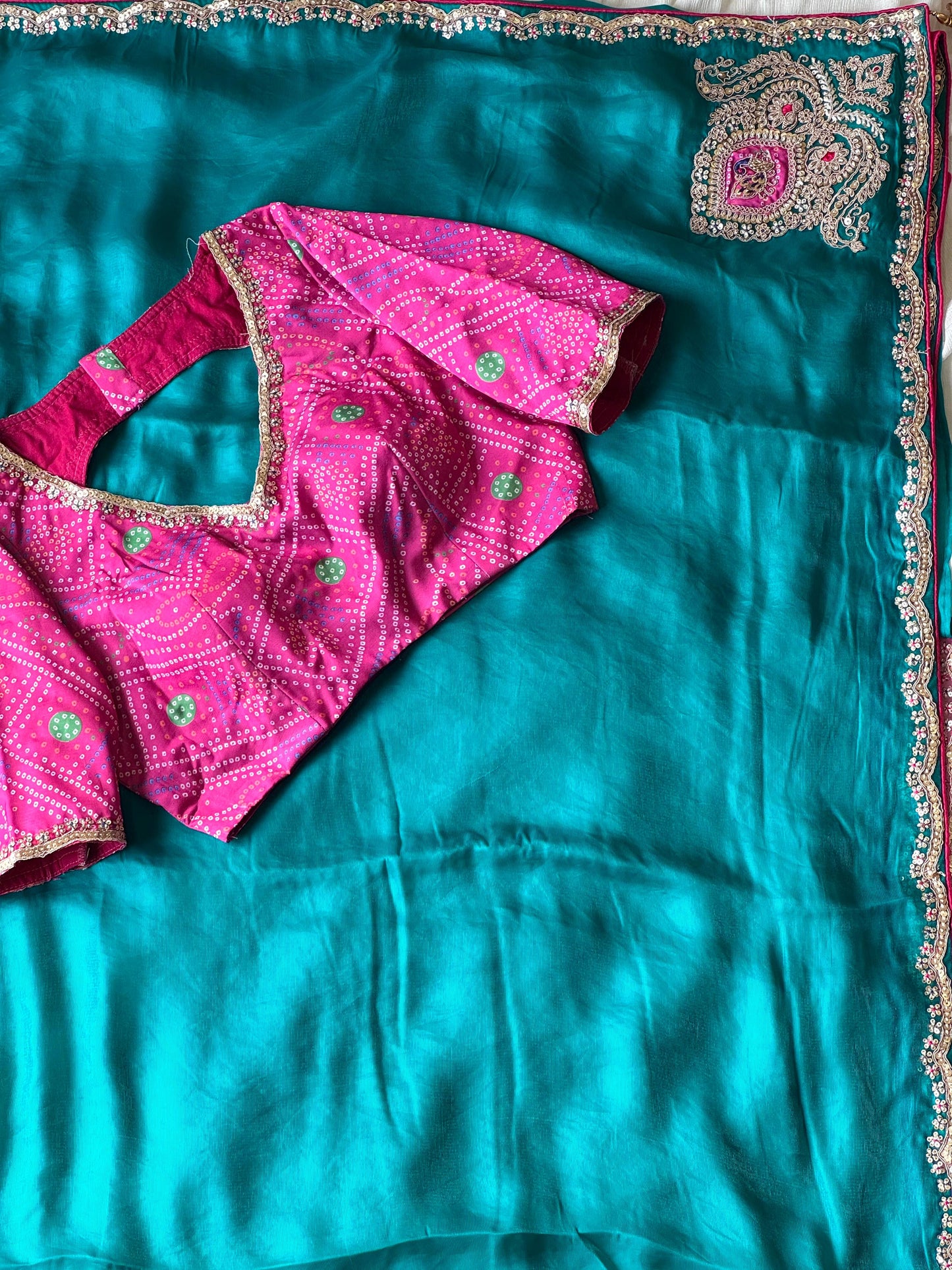 Teal Green Soft Tissue Silk Designer Saree