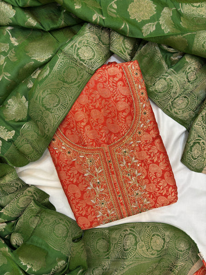 Banarasi Silk Unstitch Suit Set