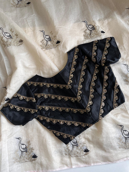 Premium Chanderi Thread Work Saree with Unstitch Blouse