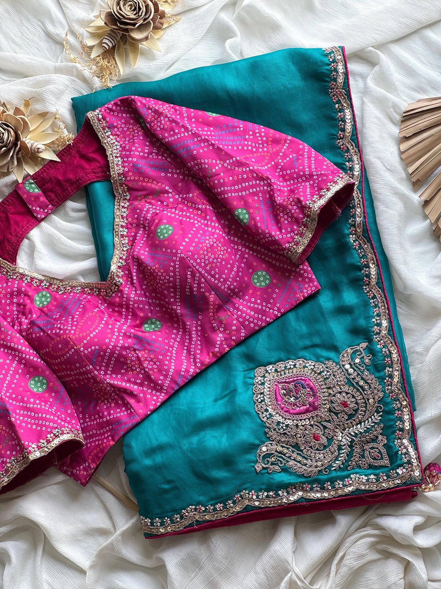 Teal Green Soft Tissue Silk Designer Saree